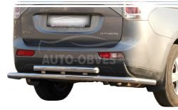 Rear bumper protection Mitsubishi Outlander 2013-2015 - type: double mustache with bend фото 0