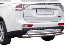 Rear bumper protection Mitsubishi Outlander 2013-2015 - type: double version фото 0