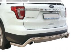 Rear bumper protection Ford Explorer 2016-2018 - type: curved mustache фото 0