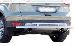 Rear bumper protection Ford Kuga 2013-2016 - type: double mustache on racks фото 0