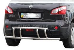 Rear bumper protection Nissan Qashqai 2007-2014 - type: pipe with corners фото 0