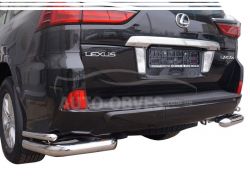 Rear bumper protection Lexus LX570 2015-2020 - type: double corners фото 0