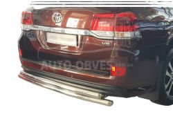 Rear bumper protection Toyota Land Cruiser 200 2019-2021 - type: double, Excalibur equipment фото 0