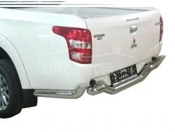 Mitsubishi L200 rear bumper protection - type: curved mustache фото 0