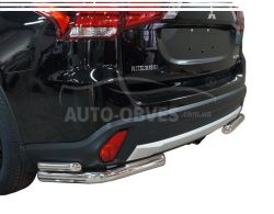 Защита заднего бампера Mitsubishi Outlander 2015-2020 - тип: двойные углы фото 0