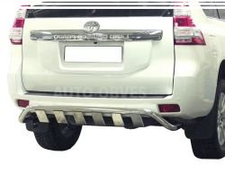 Rear bumper protection Toyota Prado 150 - type: pipe with corners фото 0