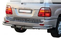 Toyota LC 100 rear bumper protection - type: double corners фото 0