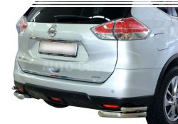 Защита заднего бампера Nissan Rogue 2013-2020 - тип: двойные углы фото 0
