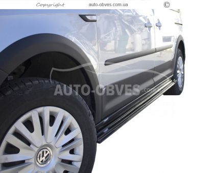 Covers on side sills Volkswagen Caddy 2015-2020 - type: eurocap black фото 0