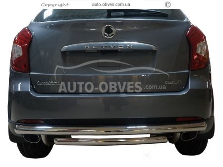 Ssangyong Korando rear bumper protection - type: double mustache фото 0