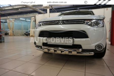 Bumper protection Mitsubishi Outlander 2013-2015 - type: model with plates фото 3