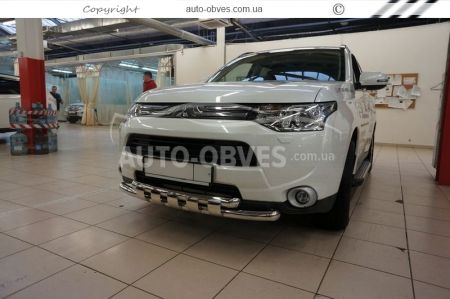 Bumper protection Mitsubishi Outlander 2013-2015 - type: model with plates фото 2