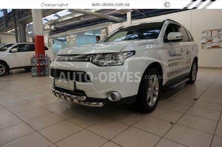 Захист бампера Mitsubishi Outlander 2013-2015 - тип: модельний з пластинами фото 1