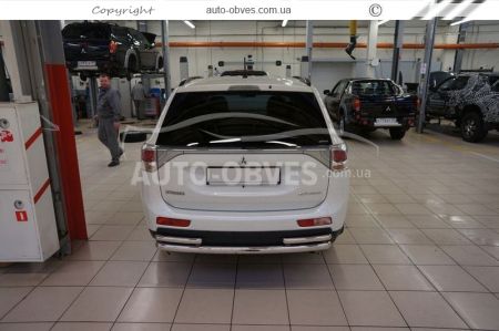 Mitsubishi Outlander rear bumper protection - type: pipe with corners фото 2