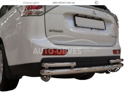 Mitsubishi Outlander rear bumper protection - type: pipe with corners фото 0