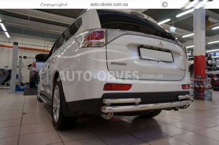 Mitsubishi Outlander rear bumper protection - type: pipe with corners фото 1