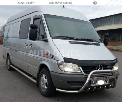 Front bumper protection Mercedes Sprinter 2000-2006 - type: with additional pipes фото 2