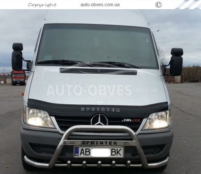 Front bumper protection Mercedes Sprinter 2000-2006 - type: with additional pipes фото 3