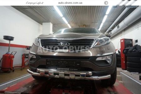 Bumper protection Kia Sportage 2010-2015 - type: model with plates фото 1