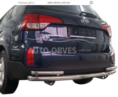 Rear bumper protection Kia Sorento 2013-2016 - type: pipe with corners фото 0