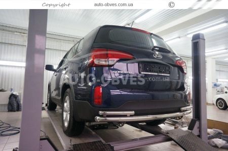 Rear bumper protection Kia Sorento 2013-2016 - type: pipe with corners фото 2