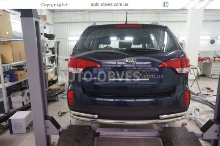 Rear bumper protection Kia Sorento 2013-2016 - type: pipe with corners фото 1