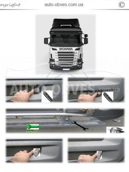 Holder for headlights in Scania R grille, service: installation of diodes фото 2