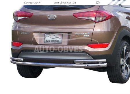 Защита заднего бампера Hyundai Tucson 2015-2019 - тип: на стойках, без парктронников фото 0
