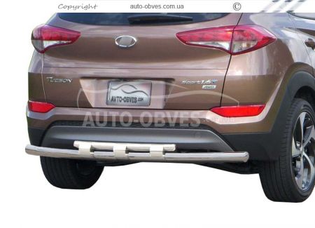 Захист заднього бампера Hyundai Tucson 2015-2019 - тип: модельний, з пластинами фото 0