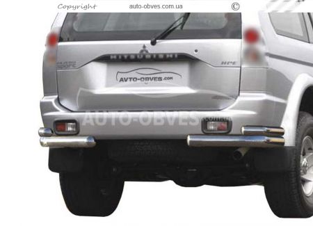 Защита заднего бампера Mitsubishi Pajero Sport I - тип: двойные углы фото 0