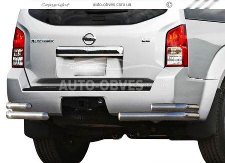 Защита заднего бампера Nissan Patfinder 2005-2010 - тип: двойные углы фото 0