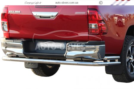 Rear bumper protection Toyota Hilux 2020-… - type: pipe with corners фото 0