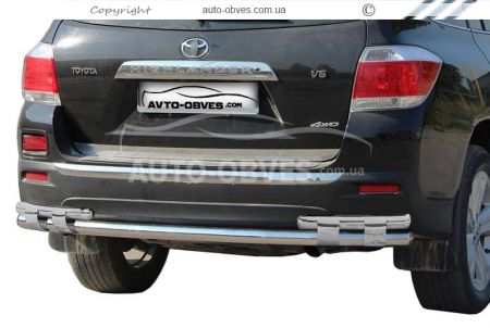 Bumper protection Toyota Highlander - type: on plates, without parking sensors фото 0