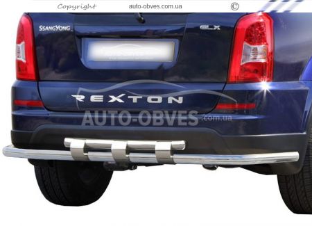 Ssangyong Rexton rear bumper protection - type: model, with plates фото 0