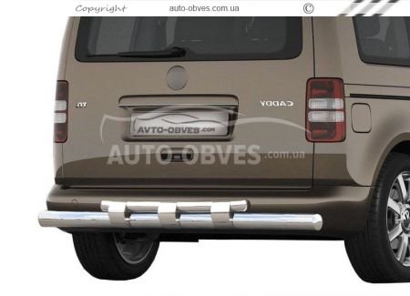 Защита заднего бампера VW Caddy 2010-2015 - тип: модельная, с пластинами фото 0