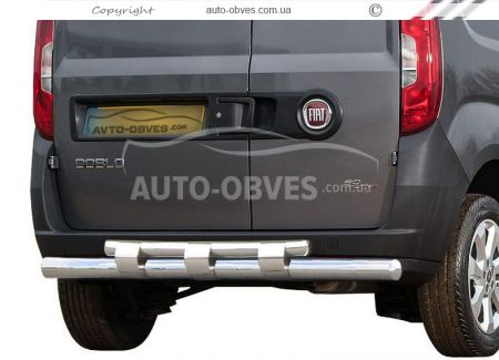 Fiat Doblo rear bumper protection - type: model, with plates фото 0