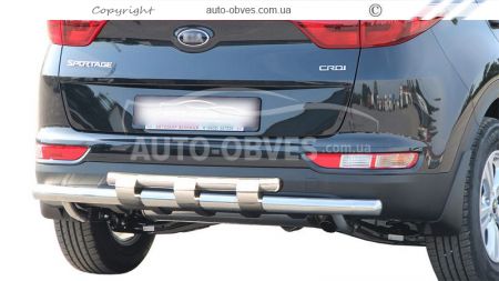 Rear bumper protection Kia Sportage 2019-2021 - type: model, with plates фото 0