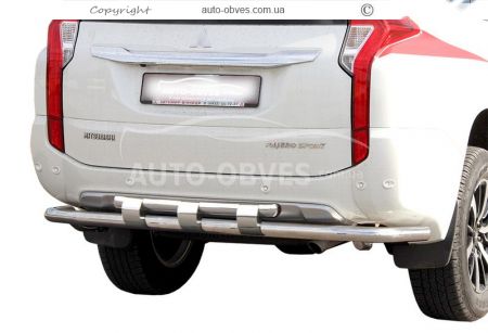 Rear bumper protection Mitsubishi Pajero Sport 2016-2019 - type: model, with plates фото 0