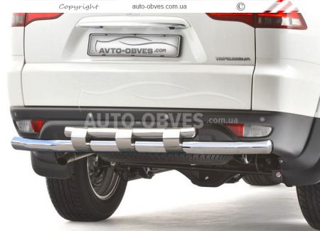 Mitsubishi Pajero Sport rear bumper protection - type: model, with plates фото 0