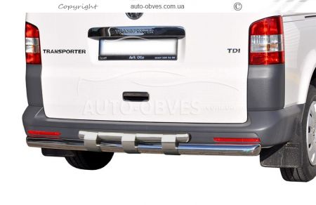Защита заднего бампера Volkswagen T5 Transporter, Multivan - тип: модельная, с пластинами фото 0