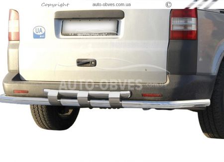 Volkswagen T5 rear bumper protection - type: model, with plates фото 0