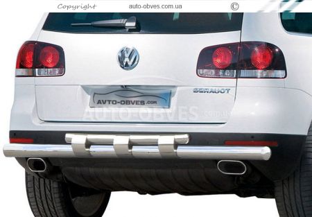 Rear bumper protection VW Touareg 2002-2010 - type: model, with plates фото 0