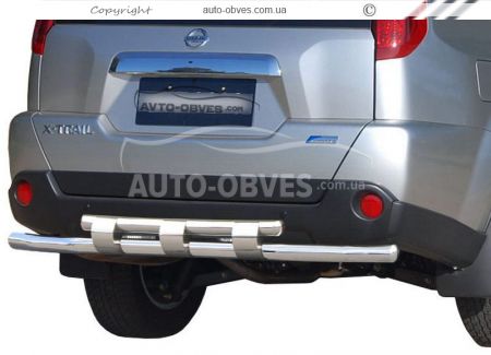 Rear bumper protection Nissan X-Trail t31 - type: model, with plates фото 0