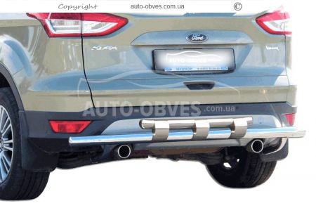 Rear bumper protection Ford Escape 2013-2016 - type: model, with plates фото 0