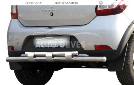Rear bumper protection Sandero Stepway - type: model, with plates фото 0