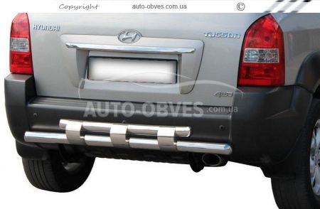 Hyundai Tucson rear bumper protection - type: model, with plates фото 0