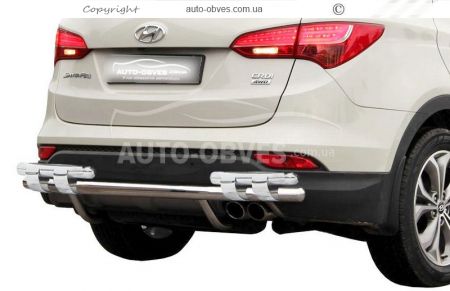 Bumper protection Hyundai Santa Fe 2013-2016 - type: on plates, without parking sensors фото 0