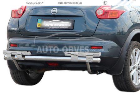 Bumper protection Nissan Juke 2010-2014 - type: on plates, without parking sensors фото 0
