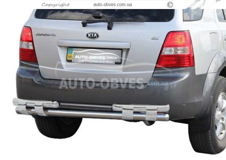 Bumper protection Kia Sorento 2003-2009 - type: on plates, without parking sensors фото 0