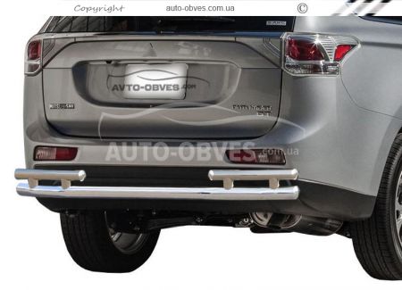 Rear bumper protection Mitsubishi Outlander 2013-2015 - type: on racks, without parking sensors фото 0